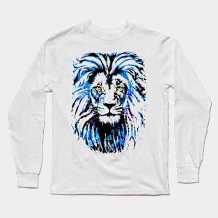 Blue Lion Head - Lion Colourful by Tigazprint Long Sleeve T-Shirt